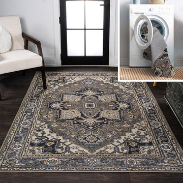 Cirali Ornate Large Medallion Washable Area Rug